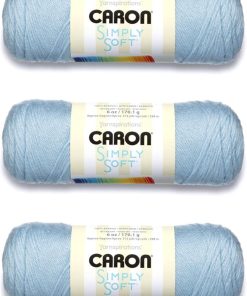 Caron Simply Soft Soft Blue Yarn - 3 Pack of 170g/6oz - Acrylic - 4 Medium (Worsted) - 315 Yards - Knitting/Crochet